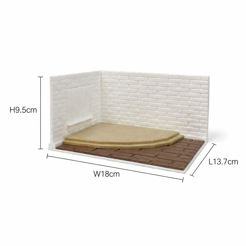 RHF0405 Modern Open-Plan Miniature Scene Frame, Single-Side Display Empty Room, Universal Base for Dollhouse/Action Figure Scenes Desktop Ornament Creative DIY Hut Dollhouse