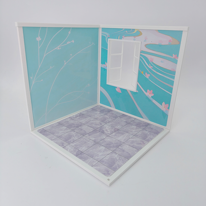 LYTP122003 1/12 Universal Wall & Floor Combination 3D Printing DIY Miniature Scene Dollhouse Creative Pendant Desktop Scene OB Baby 12-Inch Baby House Assembly Versatile Wall BJD Spring Bathroom Or Sweet Study Room