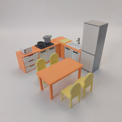 LYTP1004 Spring Kissed Moments Spring Kitchen 3D Printing DIY Miniature Scenes Dollhouse Creative Decorations Desktop Scenarios Mini Models 18-Inch BJD OB Doll