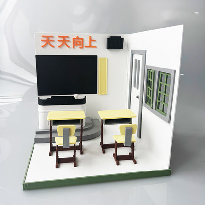 RHF121008 1/12 Classroom Door Scene 3D Printing DIY Miniature Scenes Dollhouse Frame Creative Decorations Desktop Scenarios Mini Models 12-Inch BJD OB Doll Nostalgic Classroom2