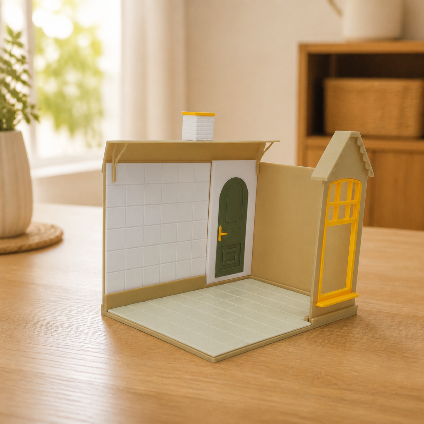RHF0410 Healing-themed cartoon small house miniature frame with open space body, adaptable to multiple scenarios Desktop Ornament Creative DIY Hut Dollhouse Background House Model
