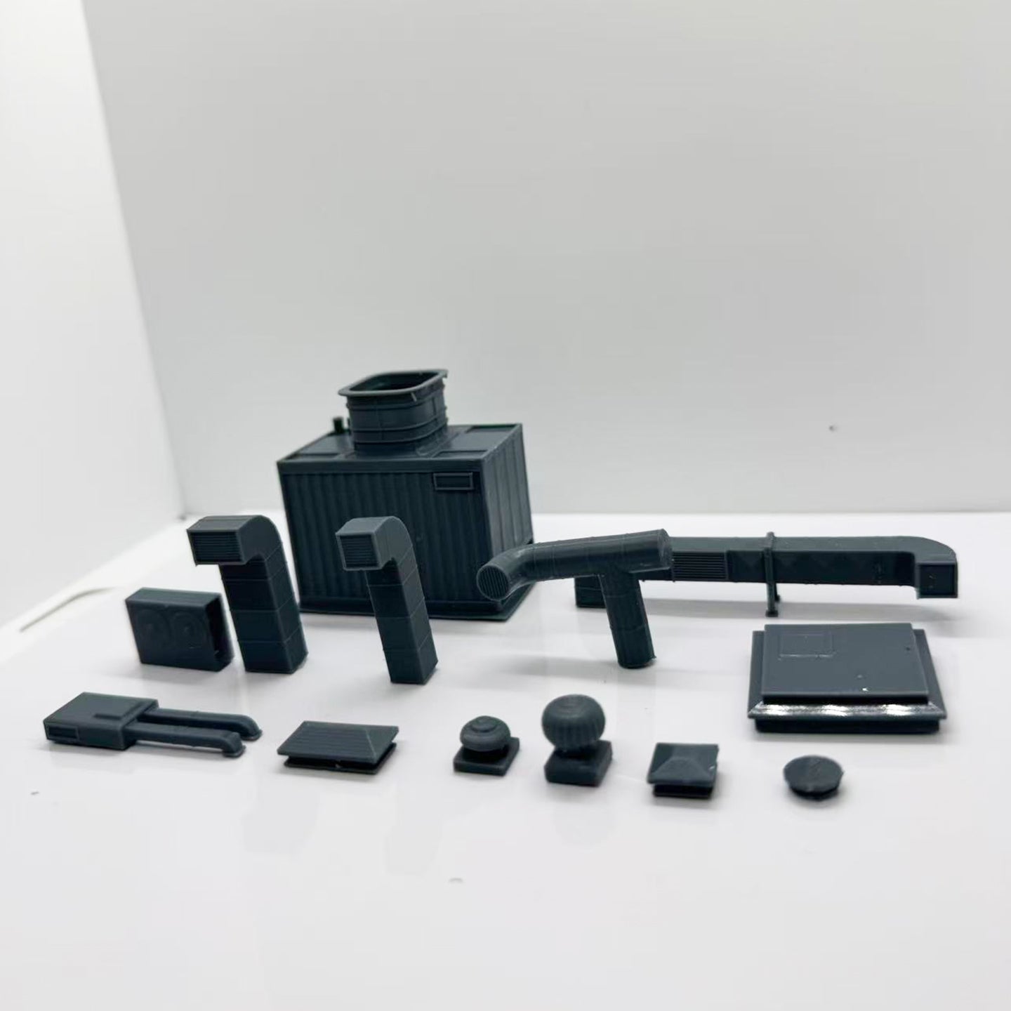 Yao's Studio LYTS092  3D Printed Miniature Model Air Conditioning And Ventilation Equipment Set Including Cooling Tower Ventilation Equipment Air Filter And Ducts