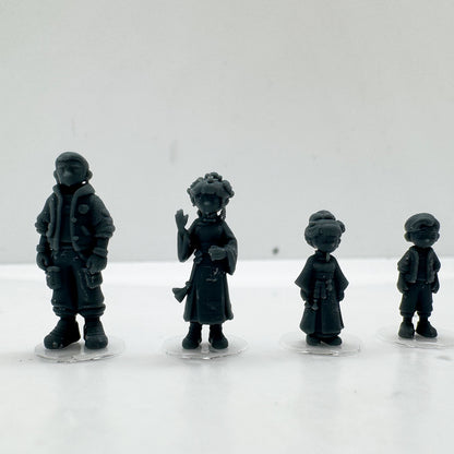 MRY-SFW LYTS140 3D Printed Chinese Style & Modern Mix 4Pcs Figures Anime Character Model Set for Collection Diorama HO Scale