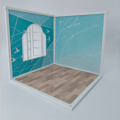 LYTP122002 1/12 Universal Wall & Floor Combination 3D Printing DIY Miniature Scene Dollhouse Creative Pendant Desktop Scene OB Baby 12-Inch Baby House Assembly Versatile Wall BJD Spring Guest Room Or Sweet Guest Room