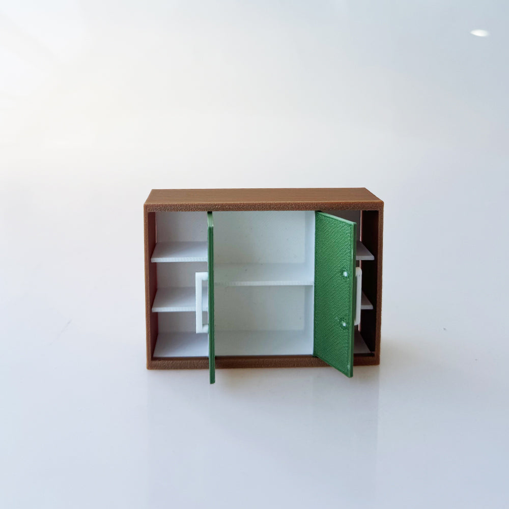 RHF12209  Brown and Green Double Door Hanging Cabinet  Dollhouse Miniature 3D Printed