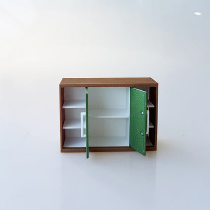 RHF12209  Brown and Green Double Door Hanging Cabinet  Dollhouse Miniature 3D Printed