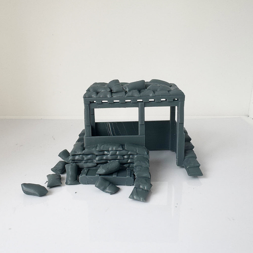 LYTS104 3D Printed Model Kit Scenic Terrain Military Bunker Scene Including Sandbags Buildings And Crates