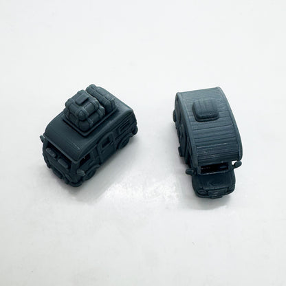 LYTS153 3D Printed Q-Style Cute Camper Van - Camping-Themed Miniature Model for Dioramas Collection Displays HO Scale