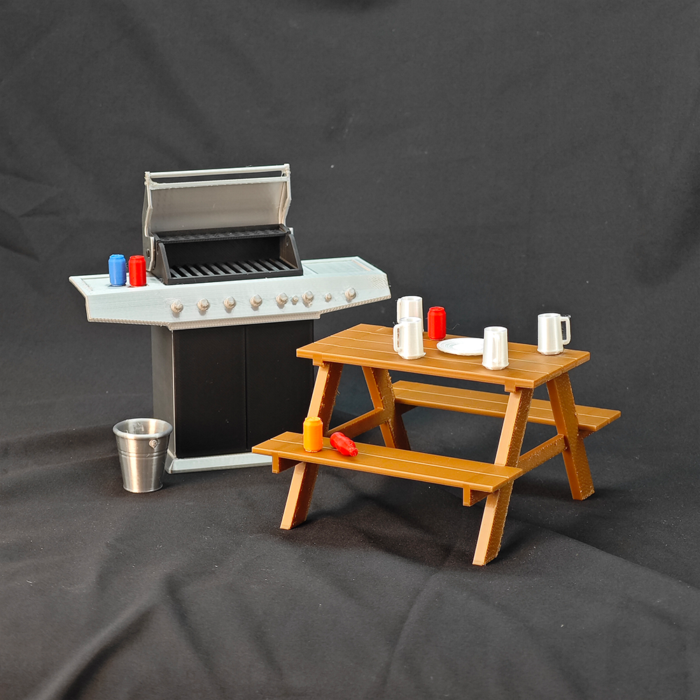 LYTP121025 1/12 Backyard Barbecue 3D Printing DIY Miniature Scenes Dollhouses Creative Ornaments Desktop Displays Mini Models 1/12 Scale BJD OB Dolls Blind Box Figurines & Dolls