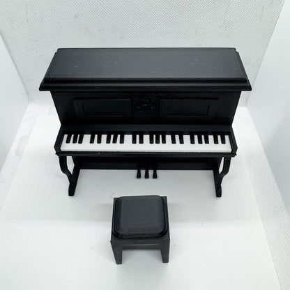 LYTP12021 1/12 Vintage Piano And Stool Set Gallery Dollhouse Miniature