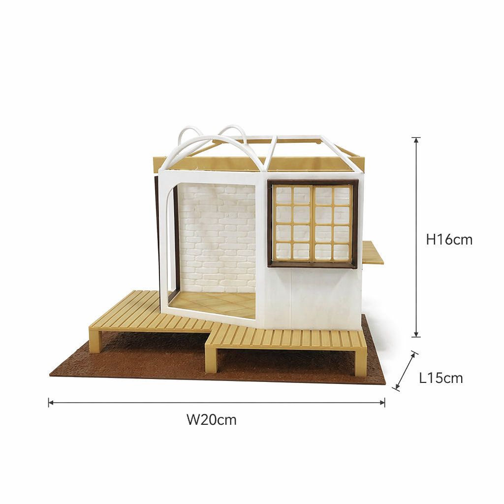 RHF0401 Miniature Cat House Base, Open-Side Empty Room for Dollhouse Desktop Ornament Creative DIY Hut Dollhouse Background House Model Home Background Miniature Model Dollhouse Accessories
