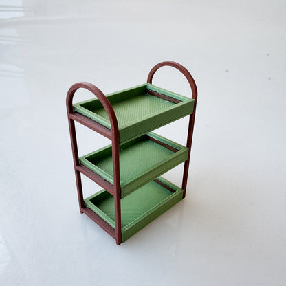 RHF-217 Green and Eco-friendly Storage Rack 3D Printed 3-Tier Mini Display Stand - Green & Brown Eco-Friendly Shelf for Mini Figures & Dollhouse