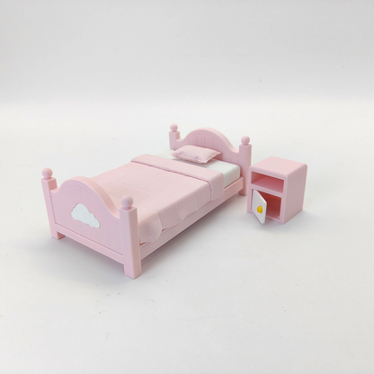 LYTP12202 1/12 Cloud-Shaped Headboard Kids'Single Bed  INS Style Miniature Display Model 1:12 Scale