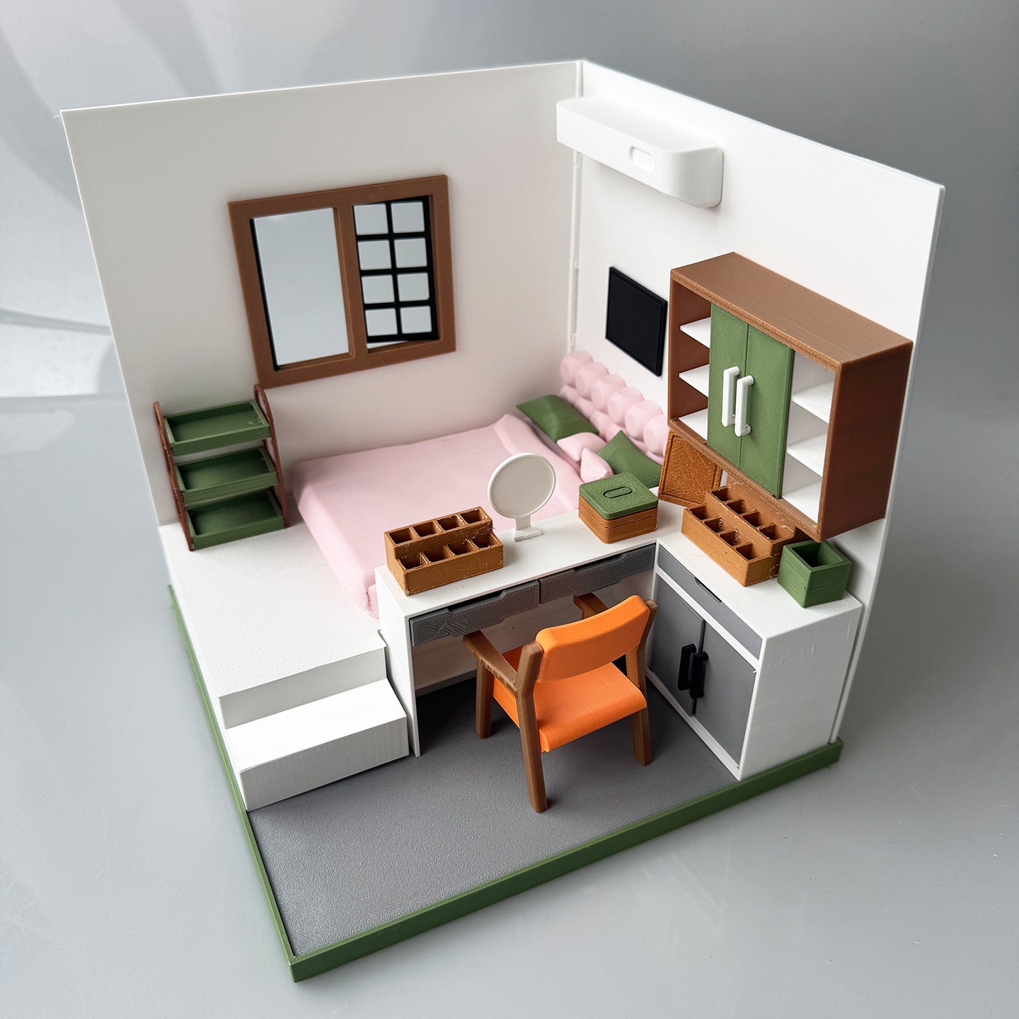 RHF121022 Beauty Bedroom 3D Printing DIY Miniature Scenes Dollhouse Frame Creative Decorations Desktop Scenarios Mini Models BJD OB Doll