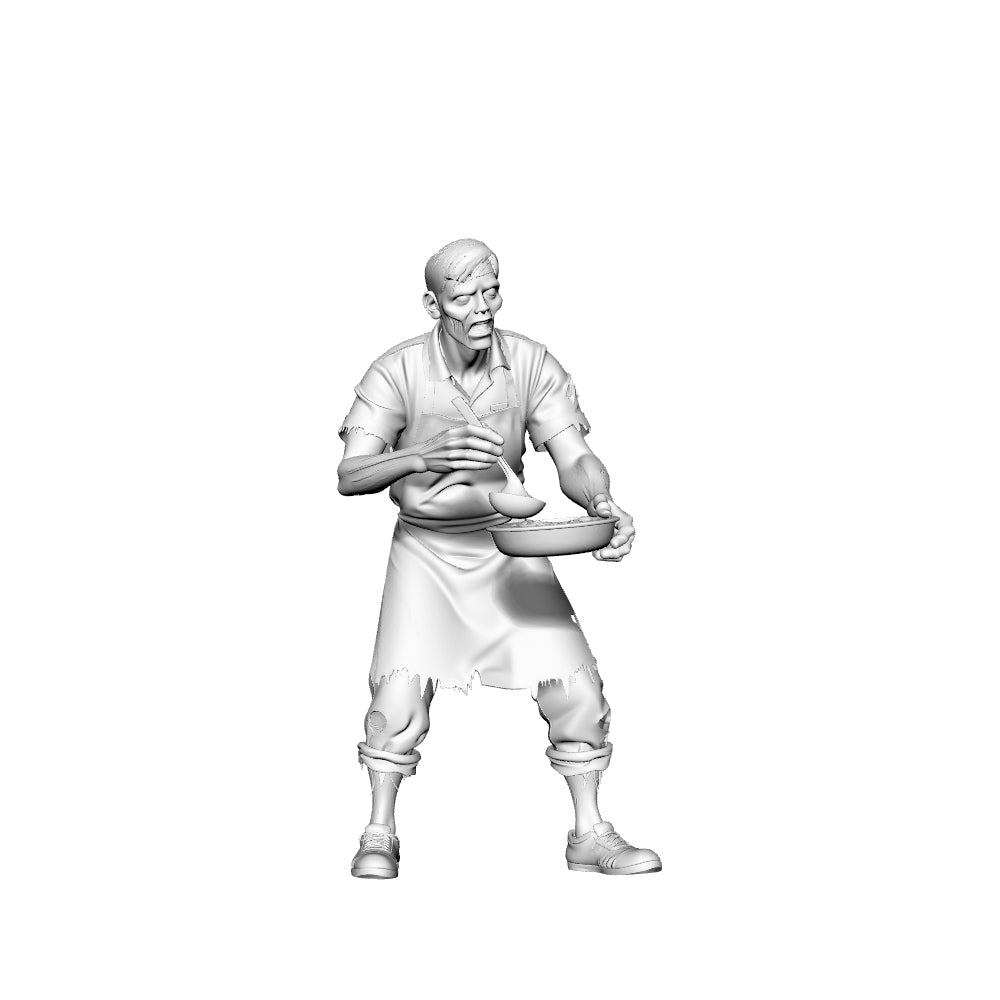 MRY-SFW LYGR321 3D Printed Canteen Staff Zombies Set - Cook, Baker, Server, Cleaner Unpainted Model Kit