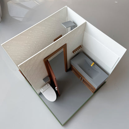 RHF121023 Washroom Scene 3D Printed Bathroom Scene Miniature Model - Dollhouse Bathroom Furniture & Layout, BJD/OB Dolls Washroom Scene