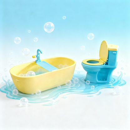 RHF263 Bathtub Toilet Miniature Scene Model Ornament Original Modern Mint Bubble Bathroom Set Dollhouse Bathtub & Toilet Accessories Home Scene Props Fidget Toy