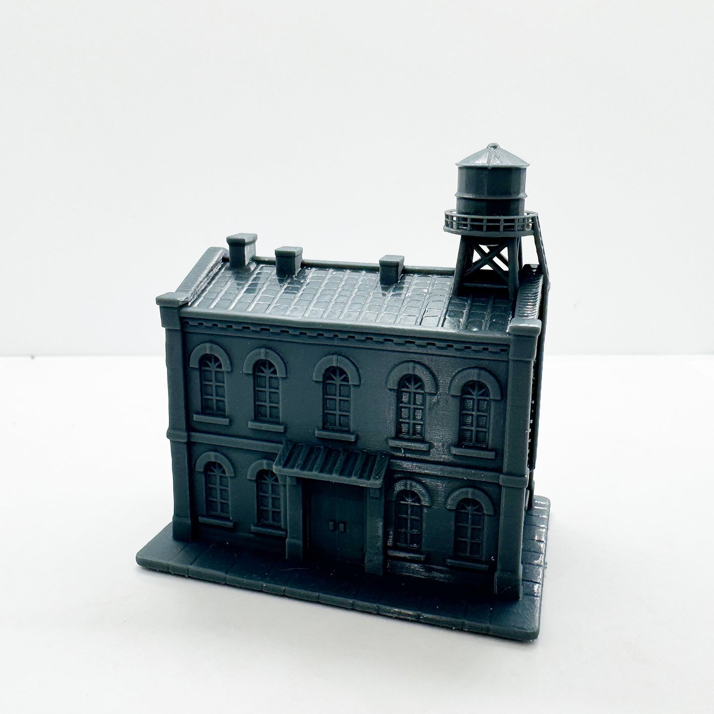 MRY-SFW LYTS126 Vintage Two - Story Building with Water Tower 3D Printed Retro Industrial & Urban Architecture Miniature for Model Train Scenes Collectors or Desktop Decoration