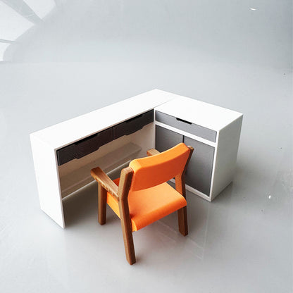 RHF12210  Modern Style Dollhouse Furniture  Miniature Desk And Chair Set 3D Printed