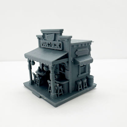 MRY-SFW LYTS115 3D Printed Miniature Western-Style Tavern Scene Model - Detailed Shopfront Furniture All-in-One DIY Unpainted Kit HO Scale