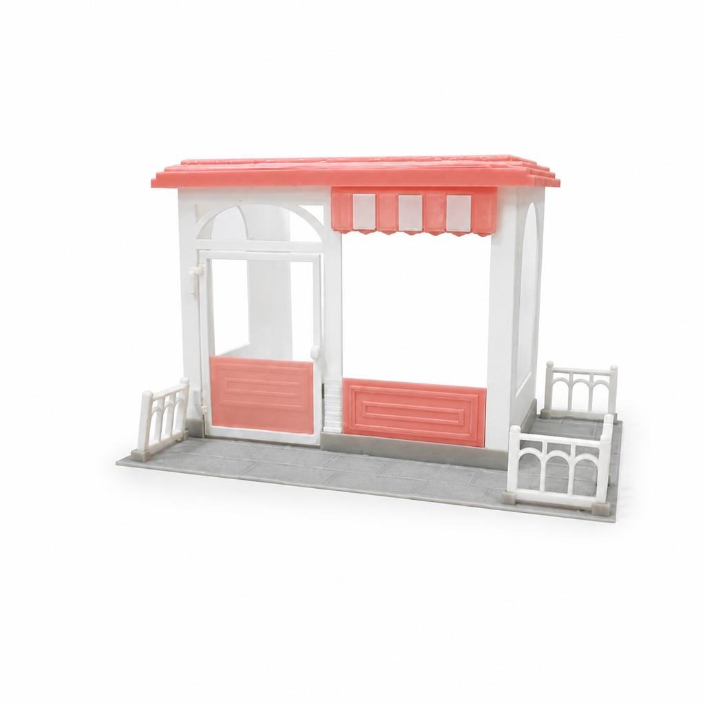 RHF0399 Miniature Gable-Roof Shop Base, Open-Side Empty Room for Dollhouse Desktop Ornament Creative DIY Hut Dollhouse Background House Model Home Background Miniature Model
