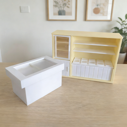 RHF256 Freezer Fruit Salad Counter 3D Printed Modern Miniature Furniture Freezer Fruit Salad Counter Model 1:12 Scale Miniature BJD/OB Dollhouse Accessory Home Cottage Scenery Decoration, DIY Miniature Scene Prop, Desktop Creative Ornament