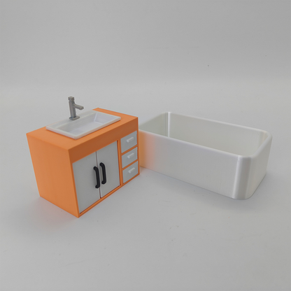 LYTP1003 Geometric Sweetness Spring Bathroom 3D Printing DIY Miniature Scenes Dollhouse Creative Decorations Desktop Scenarios Mini Models 18-Inch BJD OB Doll