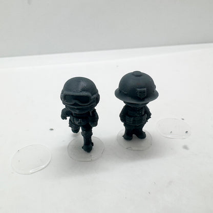 MRY-SFW LYTS151 3D Printed Q-Style Modern Military Figurines Helmet Tactical Gear Themed Trendy Toy Models for Collection Displa
