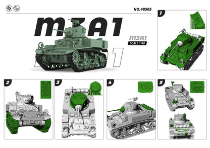 SSMODEL 505 Military Armoured Model Kit US M3A1 Light Tank