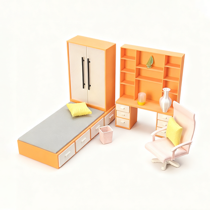 LYTP121002 1/12 Spring Kissed Moments Spring guest room 3D Printing DIY Miniature Scenes Dollhouse Creative Decorations Desktop Scenarios Mini Models 12-Inch BJD OB Doll