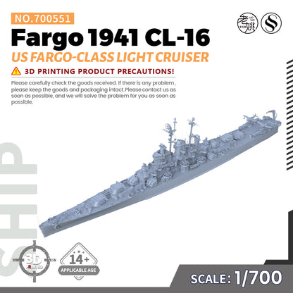 SSMODEL 551 Military Warship Model Kit US Navy Fargo class Light Cruiser CL-106