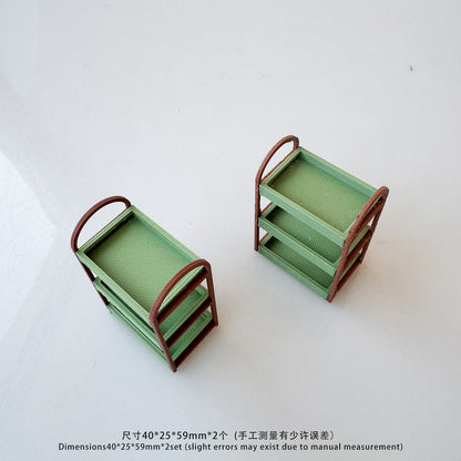 RHF-217 Green and Eco-friendly Storage Rack 3D Printed 3-Tier Mini Display Stand - Green & Brown Eco-Friendly Shelf for Mini Figures & Dollhouse