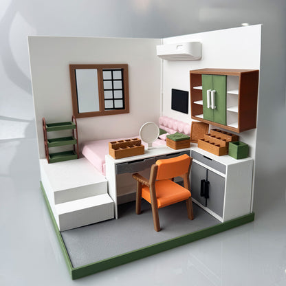 RHF121022 Beauty Bedroom 3D Printing DIY Miniature Scenes Dollhouse Frame Creative Decorations Desktop Scenarios Mini Models BJD OB Doll
