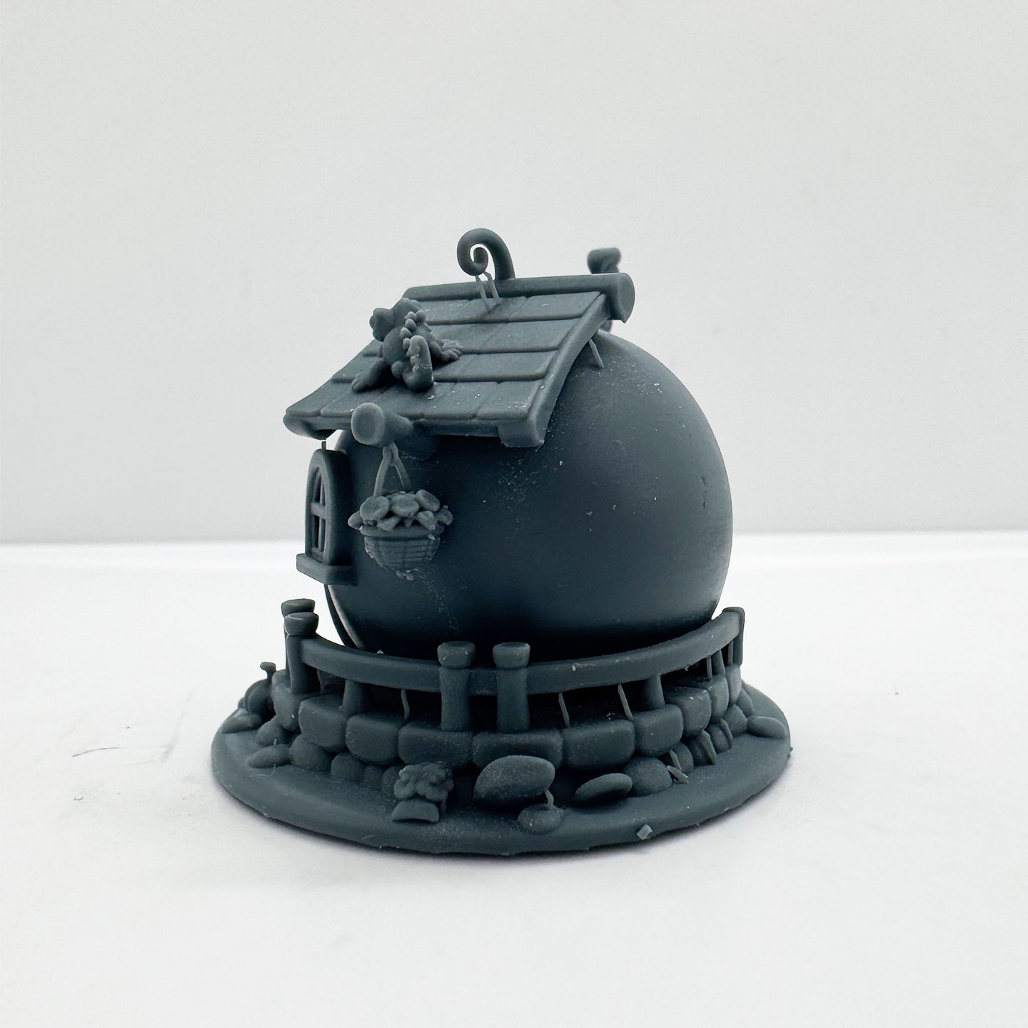 LYTS178 3D Printed Pomelo-Shaped Fairy House - Whimsical Fantasy Style Miniature Scene Decoration