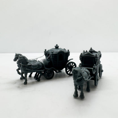 LYTS176 3D Printed Retro Two-Horse Carriage Model Set - Train Railway Miniature Scene Decor Ornament