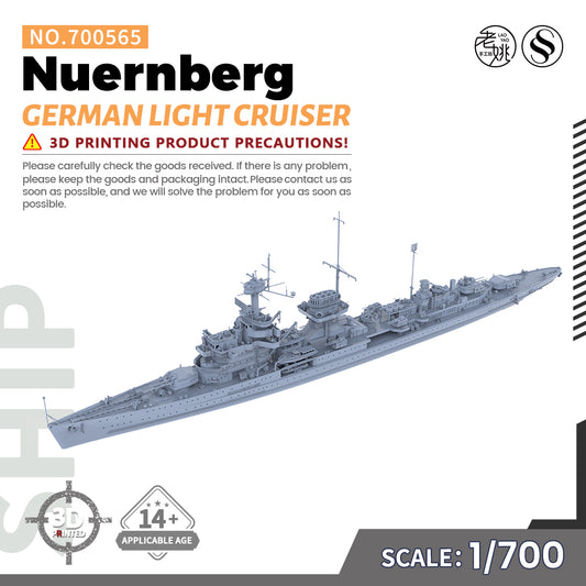 SSMODEL 565 1/700(600,720,800,900) Military Warship Model Kit German Nuernberg Light Cruiser