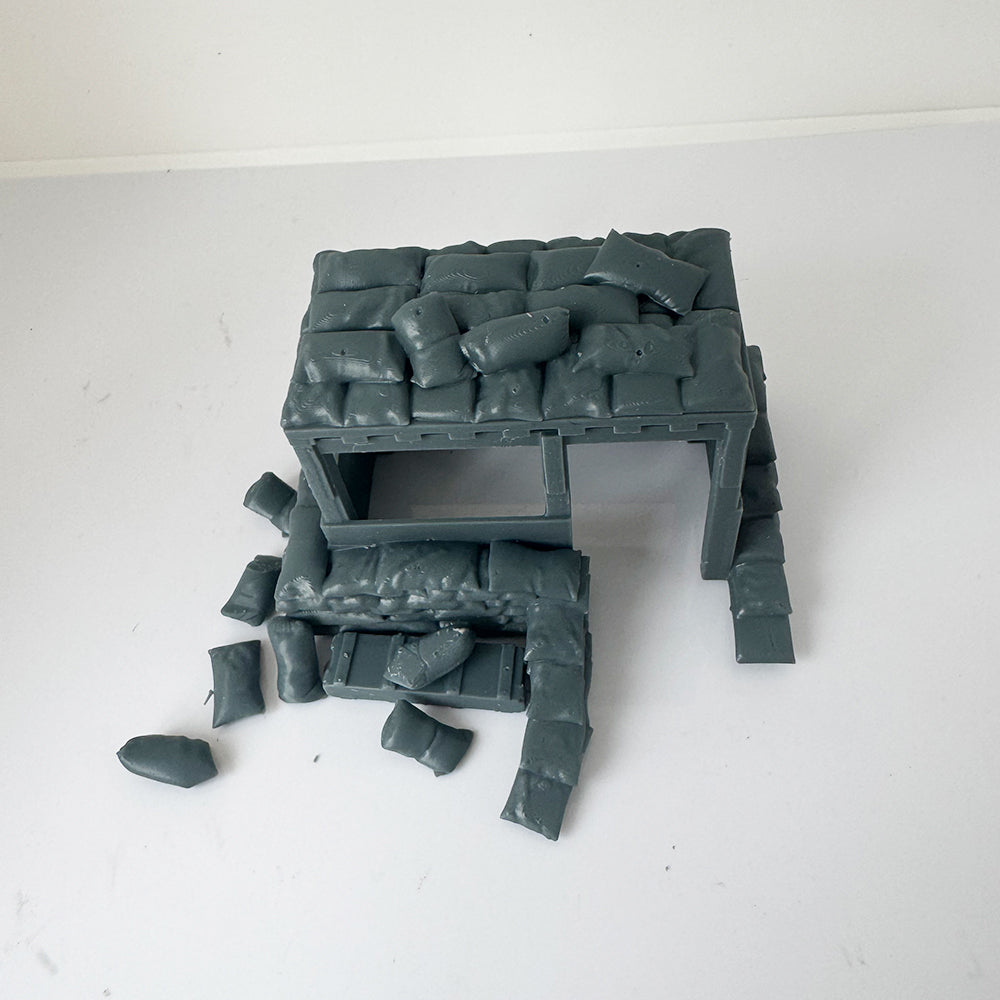 LYTS104 3D Printed Model Kit Scenic Terrain Military Bunker Scene Including Sandbags Buildings And Crates