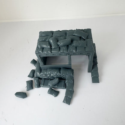 LYTS104 3D Printed Model Kit Scenic Terrain Military Bunker Scene Including Sandbags Buildings And Crates