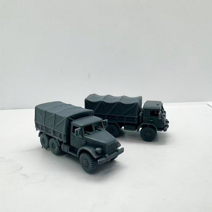 LYTS154 3D Printed Q-Style Military Canvas Truck Retro Army Vehicle Miniature Model for Dioramas Collection Displays