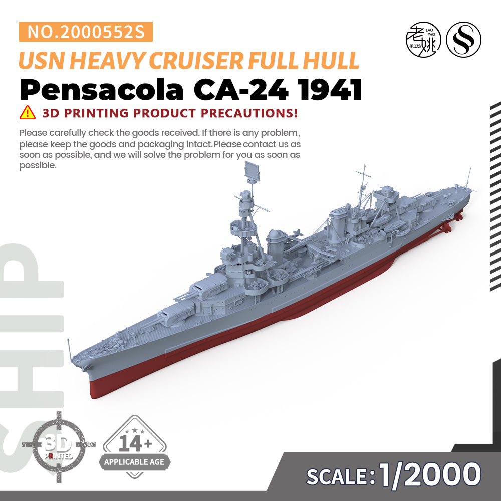 SSMODEL 552S Military Warship Model Kit US Navy Pensacola Heavy Cruiser 1941 CA-24