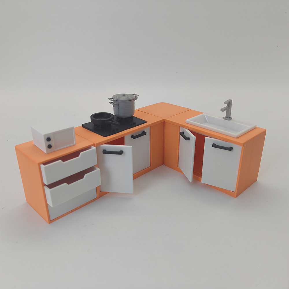LYTP1004 Spring Kissed Moments Spring Kitchen 3D Printing DIY Miniature Scenes Dollhouse Creative Decorations Desktop Scenarios Mini Models 18-Inch BJD OB Doll