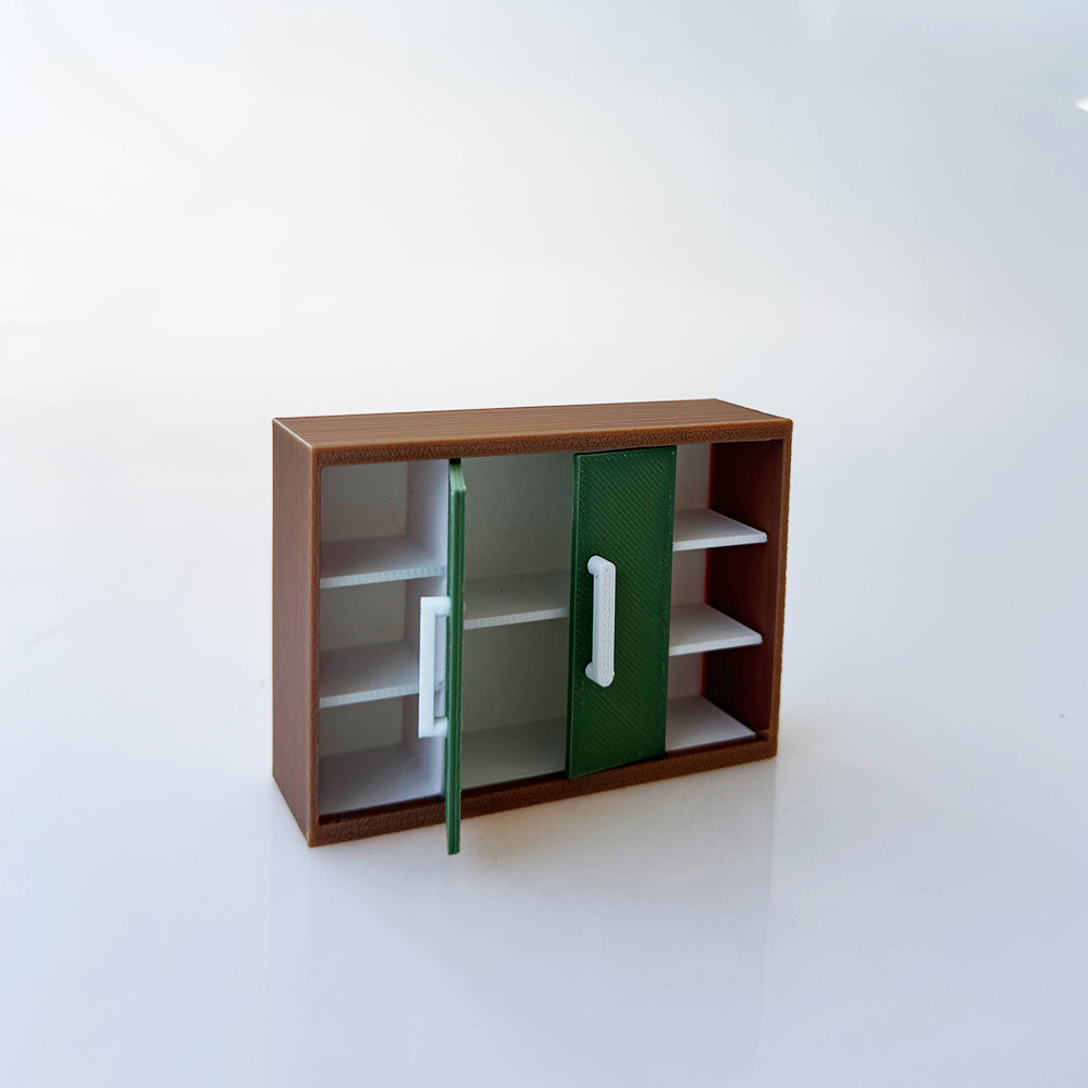 RHF12209  Brown and Green Double Door Hanging Cabinet  Dollhouse Miniature 3D Printed