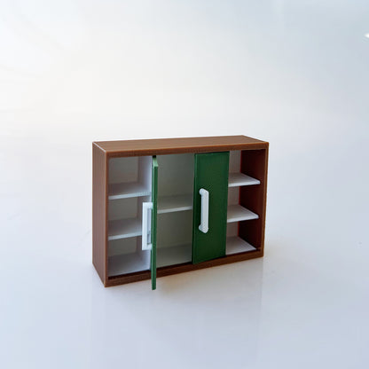 RHF12209  Brown and Green Double Door Hanging Cabinet  Dollhouse Miniature 3D Printed