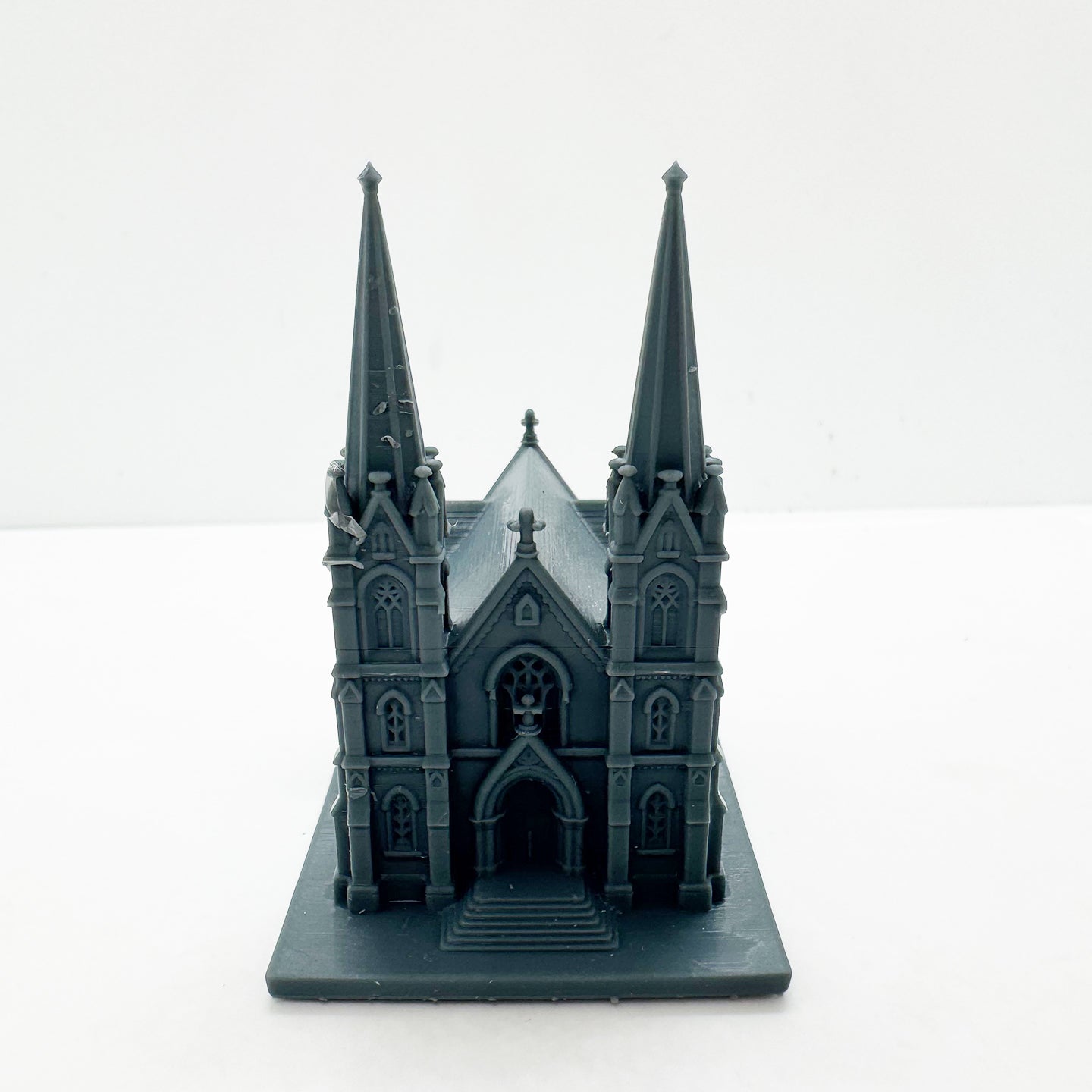 MRY-SFW LYTS130 3D Printed Gothic Style Double Spire Church Building Retro Cathedral Miniature for Diorama Builders Collectors or Religious Architecture Enthusiasts