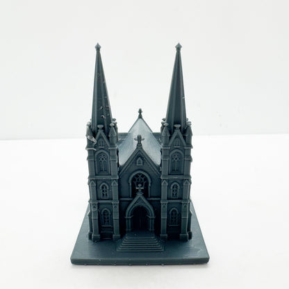 MRY-SFW LYTS130 3D Printed Gothic Style Double Spire Church Building Retro Cathedral Miniature for Diorama Builders Collectors or Religious Architecture Enthusiasts