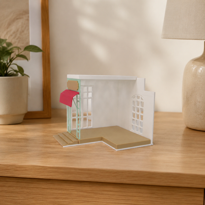 RHF0414 Miniature empty box with a fresh and literary style, street-facing shop, single-sided display, dollhouse scene base Desktop Ornament Creative DIY Hut