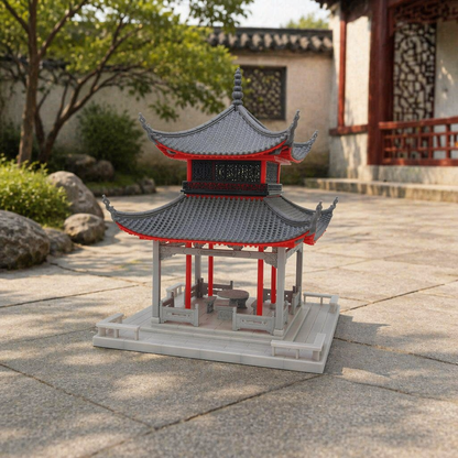 RHF530 Aiwan Pavilion Desktop Ornament, Ancient Style Architecture, Chinese Style Pavilion, Sand Table Architecture, Architectural Model, Miniature House, Small Scale Landscape