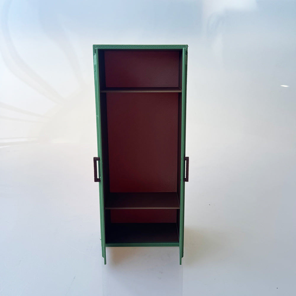 RHF12207  Green Double Door Wardrobe  Dollhouse Miniature 3D Printed