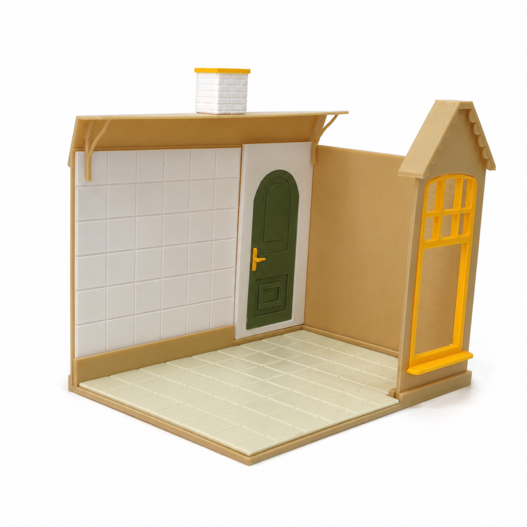 RHF0410 Healing-themed cartoon small house miniature frame with open space body, adaptable to multiple scenarios Desktop Ornament Creative DIY Hut Dollhouse Background House Model