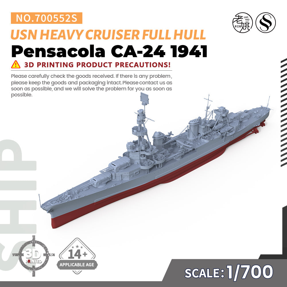 SSMODEL 552S Military Warship Model Kit US Navy Pensacola Heavy Cruiser 1941 CA-24